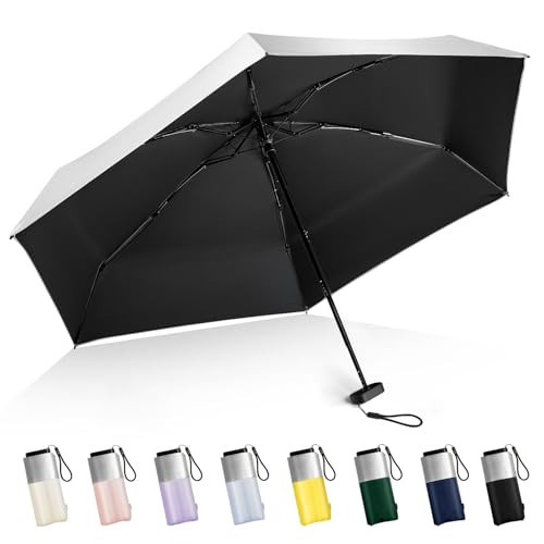 LEAGERA Mini Umbrella For Purse - UPF 50+ UV Blocker Sun Protection Umbrella, Small Micro Travel Parasol Design for Women, Black | Amazon (US)