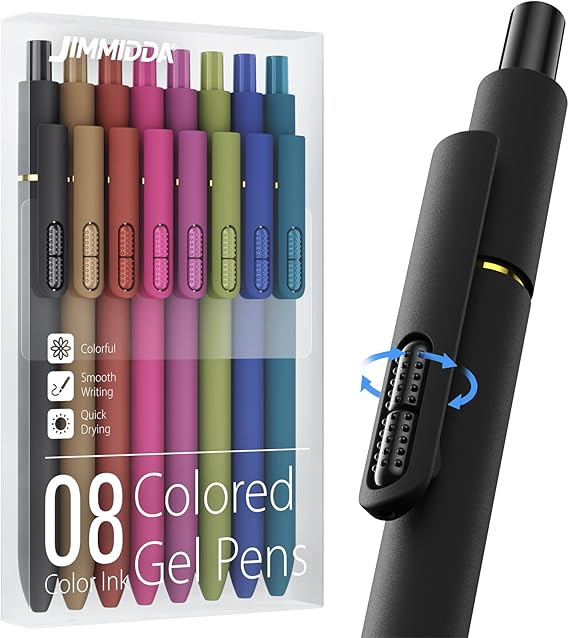 Colorful Gel Pens - 8 Pcs Colored Ink Pens Coloring | 0.7MM Smooth Writing Medium Point - Quick D... | Amazon (US)