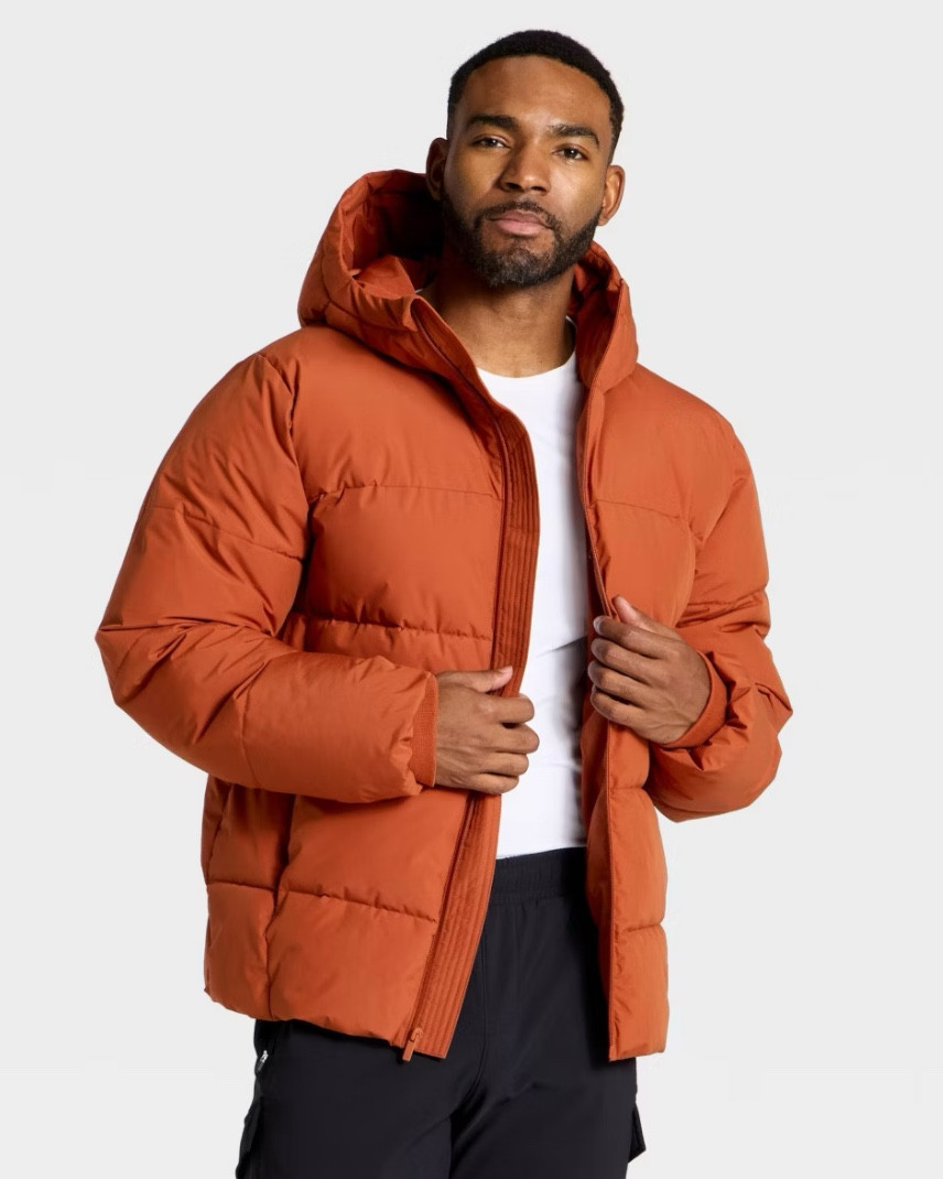 Men's Heavy Puffer Jacket - All In Motion $65 in rust from target 