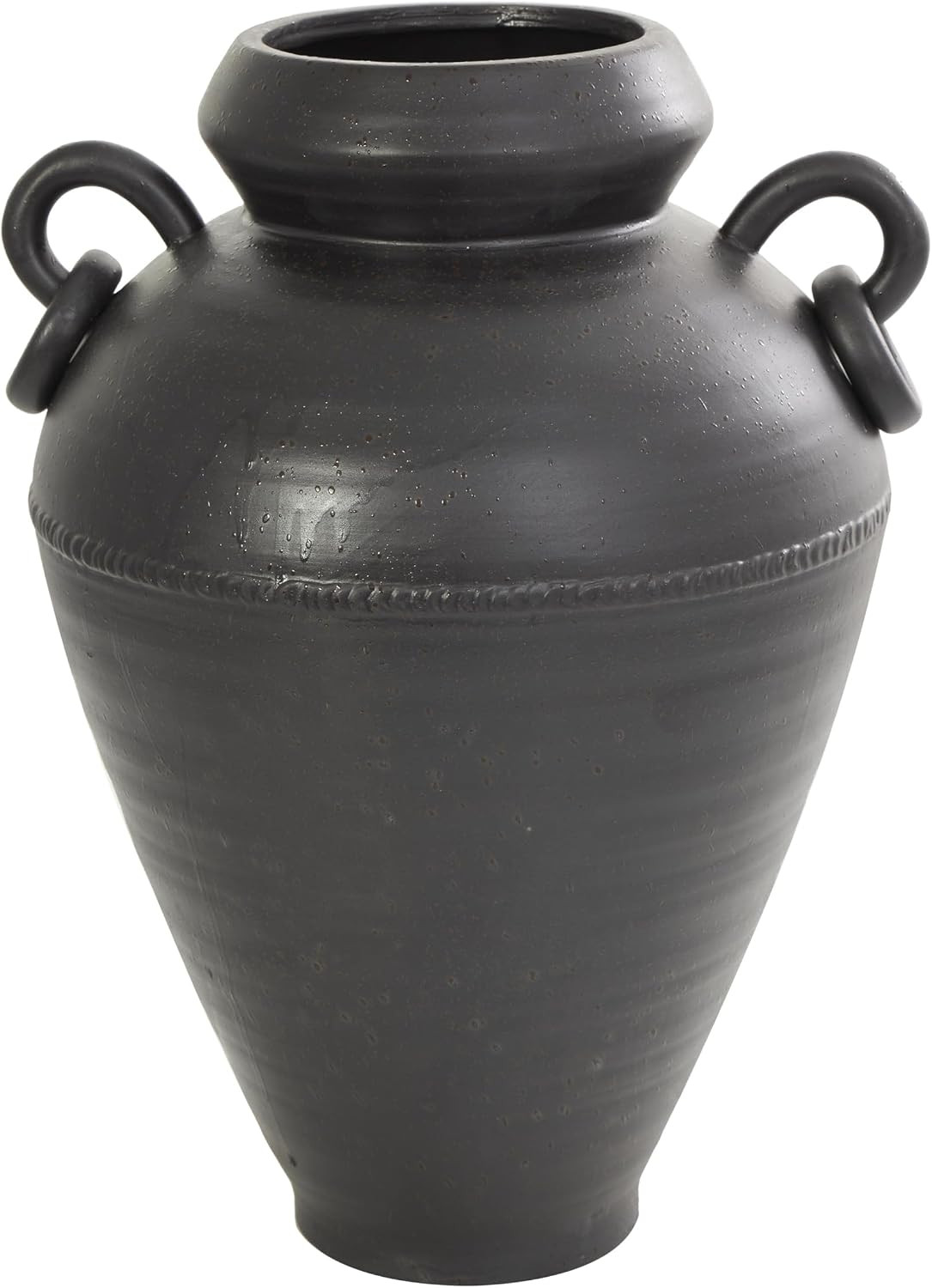 Deco 79 Ceramic Decorative Vase Amphora Centerpiece Vase with Speckled Texture and Ring Handles, Flower Vase for Home Decoration 10" x 11" x 15", Black | Amazon (US)