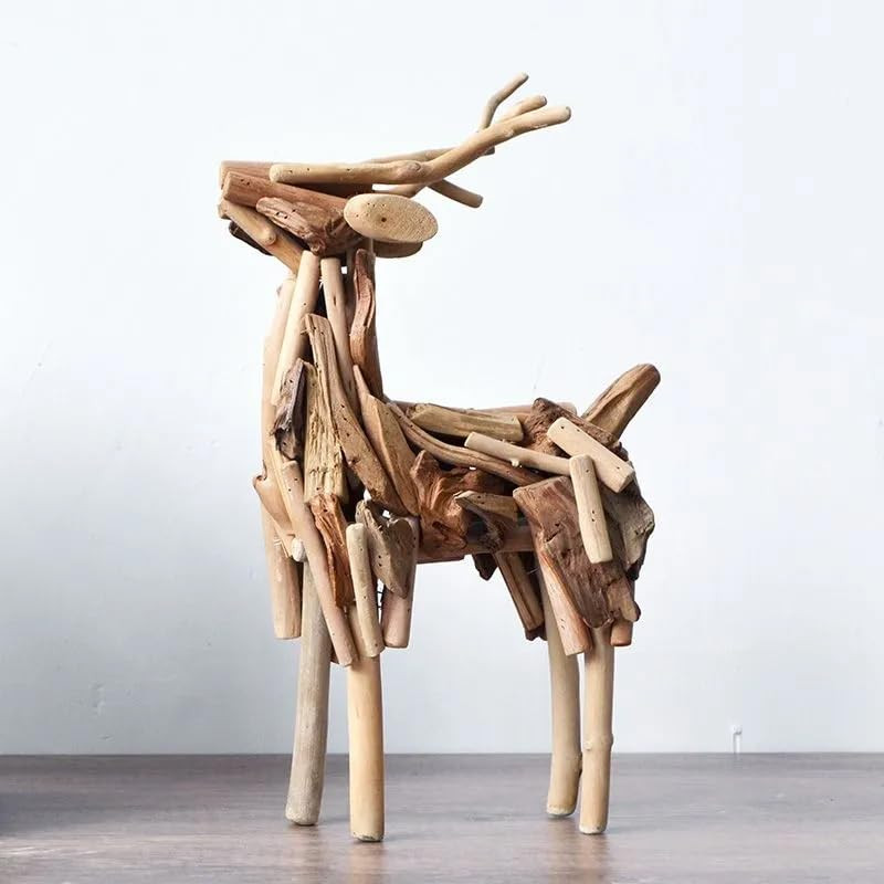 Handmade Driftwood Deer Sculpture 12IN Driftwood Deer Reindeer Christmas Home Decor Cute Rustic W... | Amazon (US)