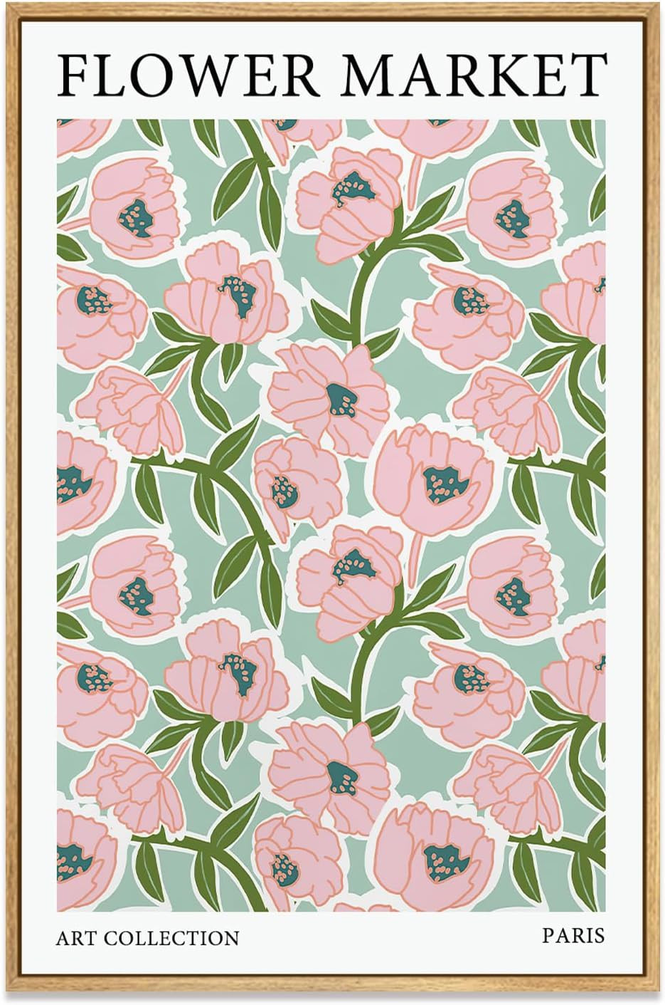 Zzudis Framed Flower Market Canvas Wall Art Prints Pink Flower Market Nature Aesthetic Room Decor... | Amazon (US)