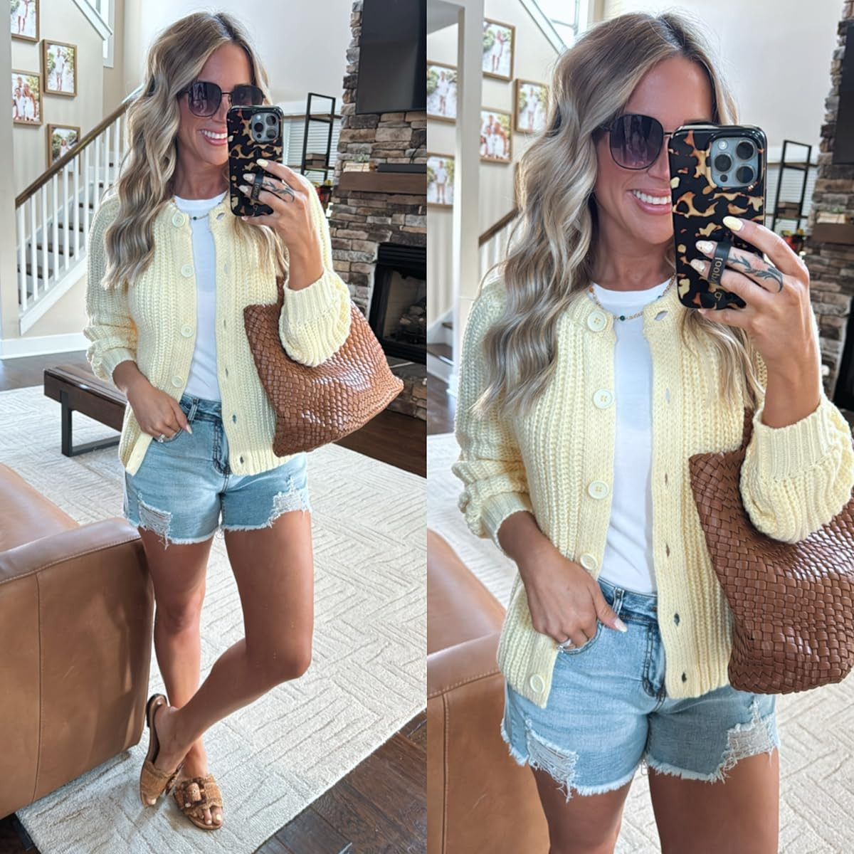I'm loving butter yellow, and it keeps this outfit cute, modest, and affordable!

I am 5’6 143lbs wearing a size small butter yellow cardigan, medium denim shorts, small white crewneck top, textured slide sandals fit true to size, seamless wireless bra size M (34C). 

 #LTKSeasonal #LTKFindsUnder100 #LTKStyleTip