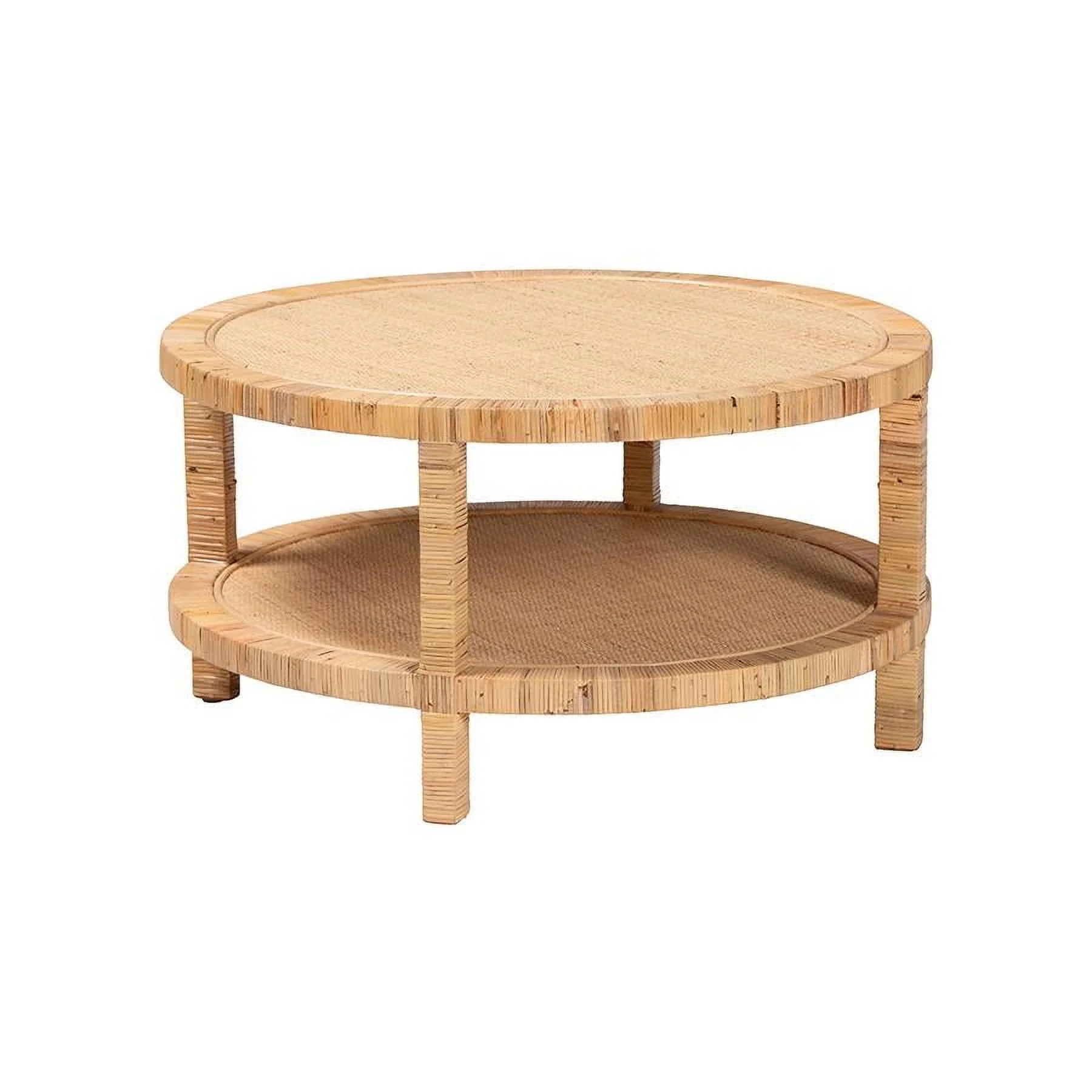 bali & pari Kalimantan Light Honey Rattan and Mahogany Wood Coffee Table | Walmart (US)