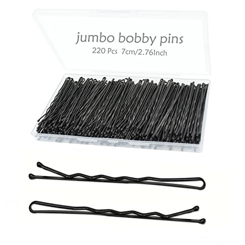 YINGFENG 220pcs Large 2.76-Inch Bobby Pins for Women, Super Grip Black Hair Clips with Box - Reusable Non-Slip Pins for Thick, Long Hair | Amazon (US)
