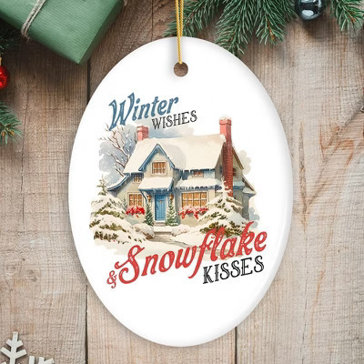 Winter Wishes and Snowflake Kisses Vintage Christmas Ornament  3 | Target