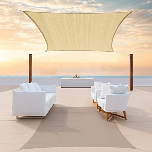 ColourTree 8' x 12' Beige Rectangle Sun Shade Sail Canopy Awning Shelter Fabric Cloth Screen - UV... | Amazon (US)