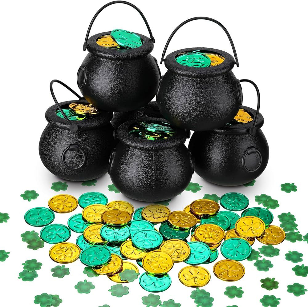 156 Pieces St Patricks Day Decorations Set Includes 6 Leprechaun Cauldron with Handle Lucky Lepre... | Amazon (US)