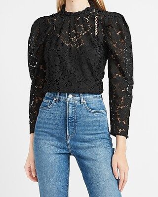 Lace Puff Sleeve Top | Express