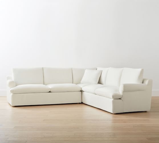 Newport Roll Arm Upholstered 3-Piece L-Shaped Sectional | Pottery Barn (US)