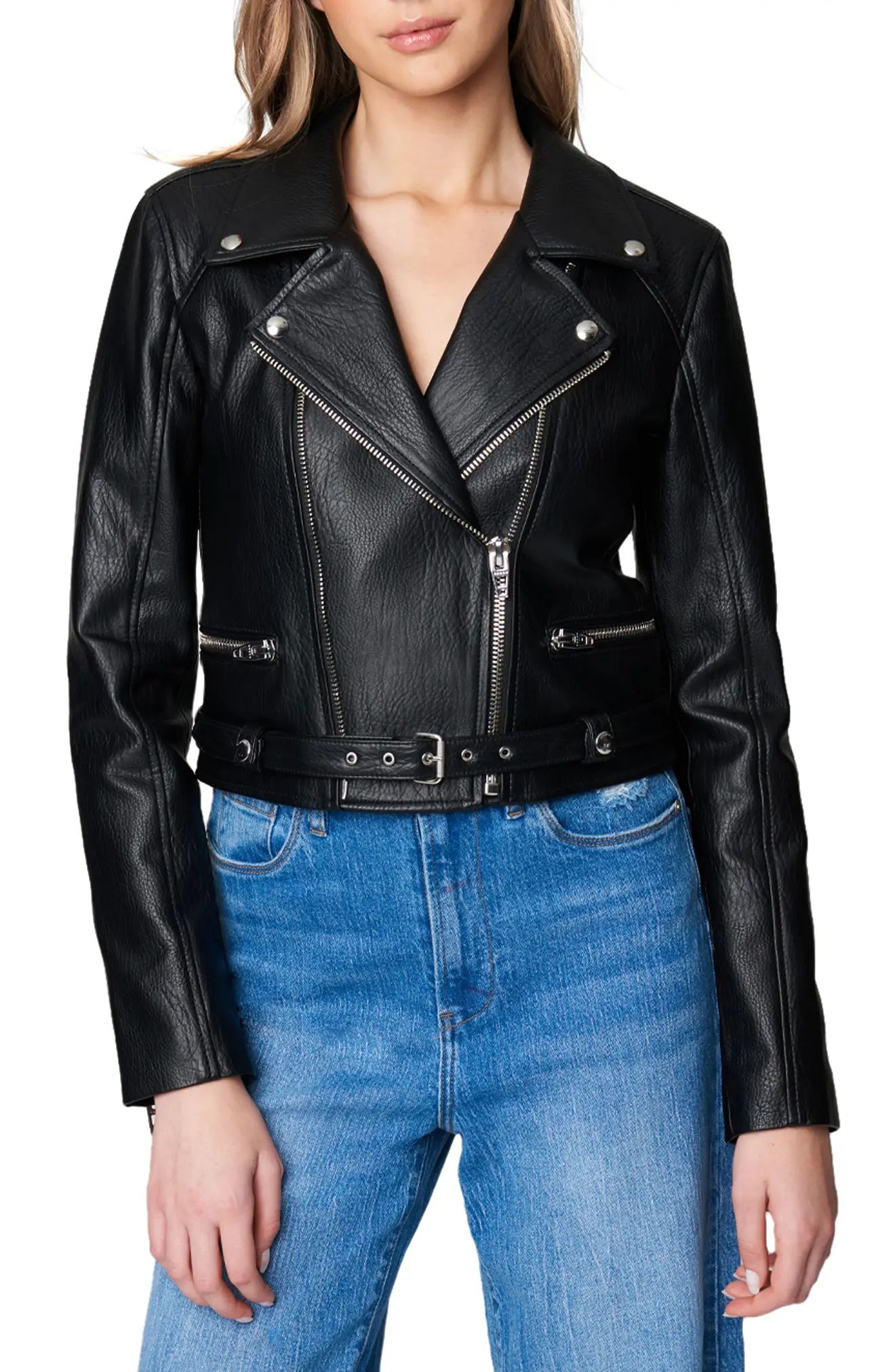 BLANKNYC Faux Leather Moto Jacket in Hot Ticket at Nordstrom, Size X-Small | Nordstrom