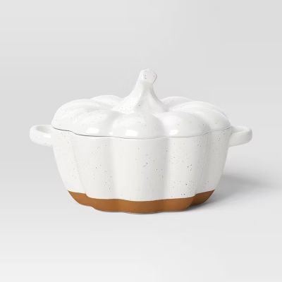 3000ml Pumpkin Stoneware Serving Bowl with Lid cream - Threshold™ | Target