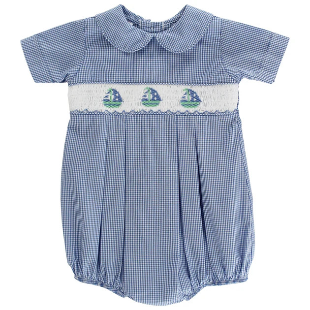 Smocked Sailboats - Dressy Bubble Short | The Bailey Boys, inc