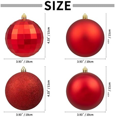 XmasExp Christmas Ball Ornaments Red Giant Shatterproof Plastic Decorative Hanging Mercury Ball Chri | Amazon (US)