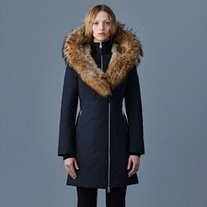 TRISH Powder Touch down coat with natural fur Signature Mackage Collar | Poshmark