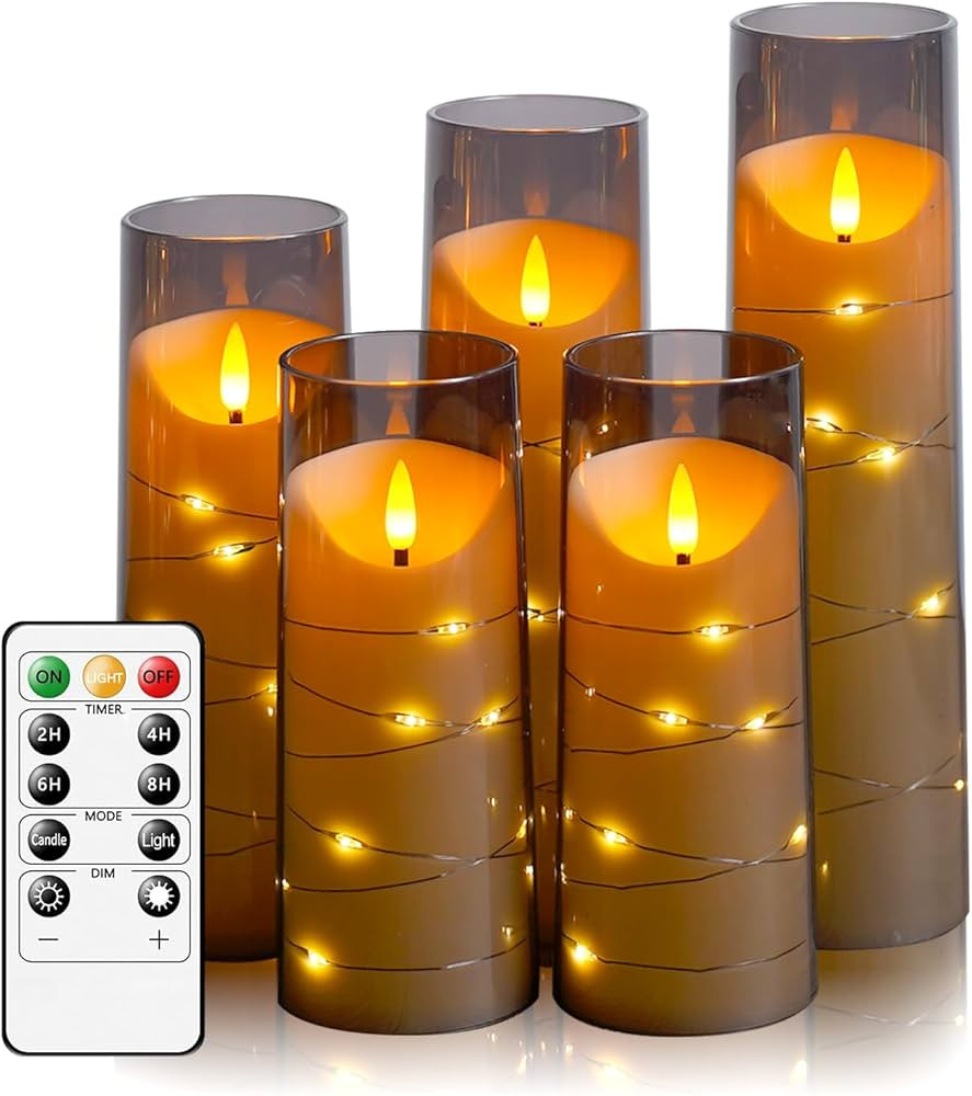 Flameless Candles,with Embedded Star String, Battery Operated Candles Flickering LED Candles with... | Amazon (US)