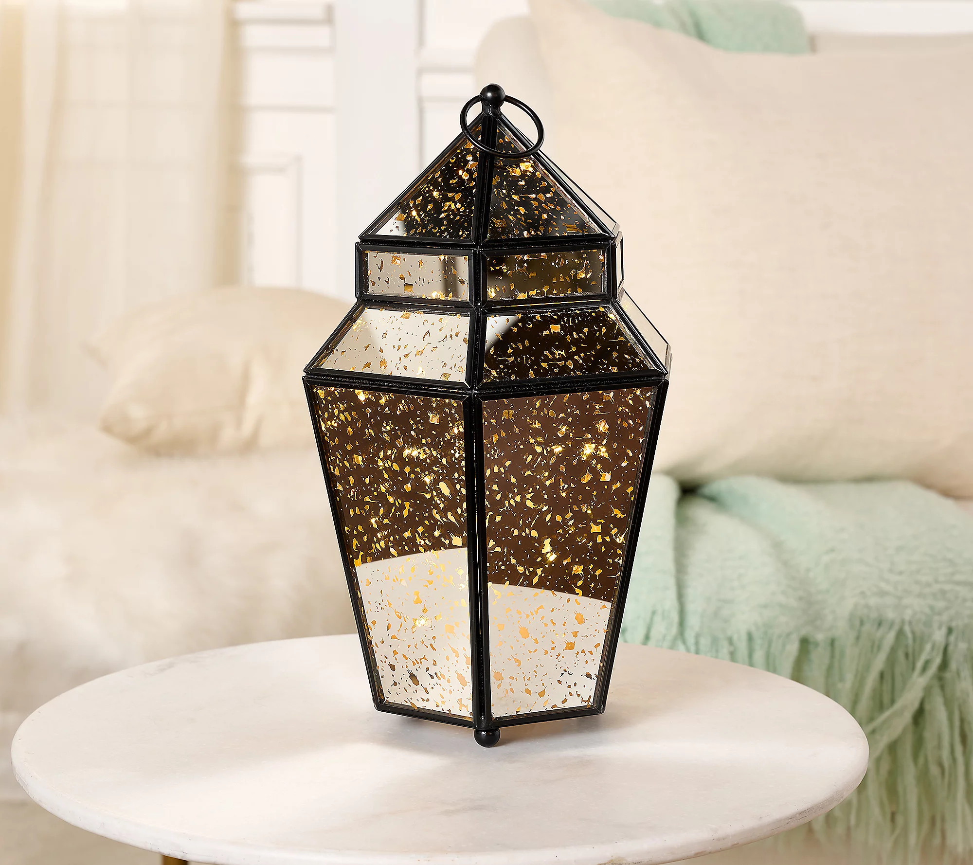 13 Illuminated Mercury Glass Lanternby Kim Gravel | QVC
