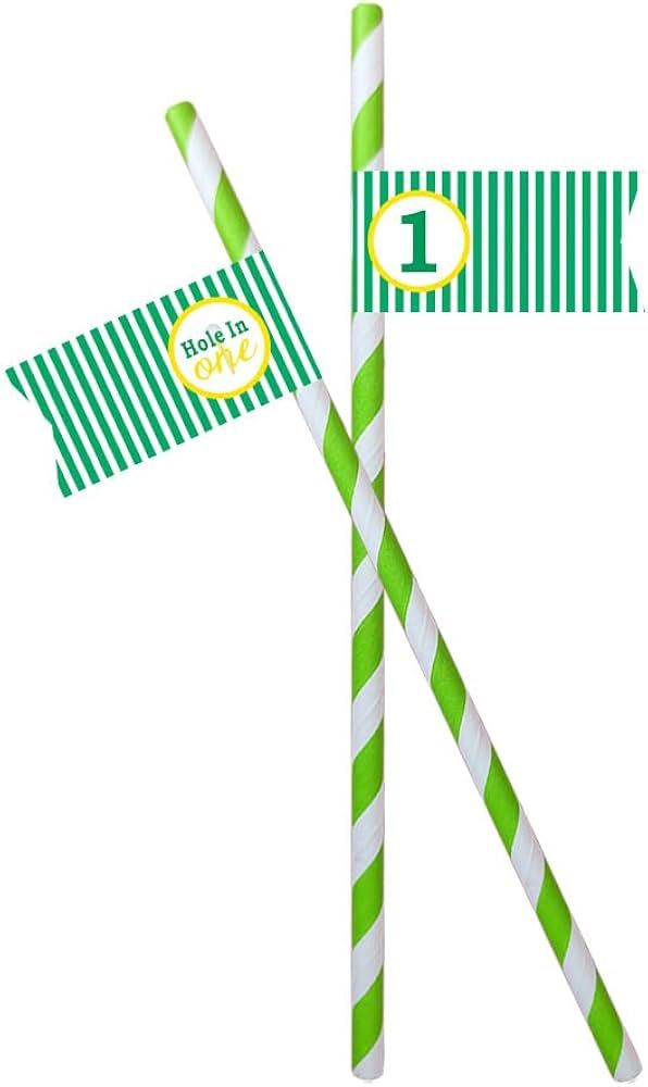 VOWFOO Golf Themed Birthday Party Straw Decor, 20 PCS Hole In One 1st Birthday Disposable Paper C... | Amazon (US)