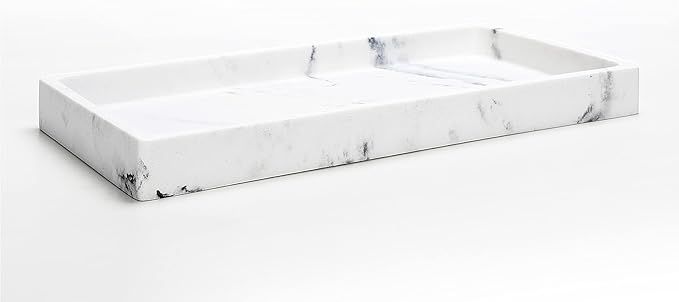 SunnyPoint Faux Marble Jewelry Organizer Resin Tray, Dresser Vanity Tray Dish Ring Cosmetic Organ... | Amazon (US)
