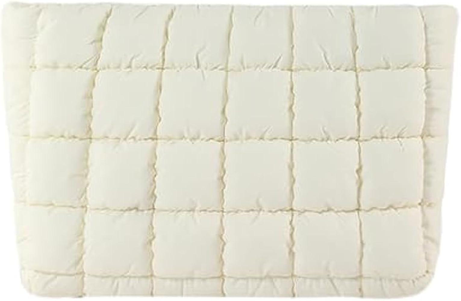 Puffy Quilted Makeup Bag for Women, Cosmetic Bag, Travel Toiletry Organizer Pouch Clutch (white) | Amazon (US)