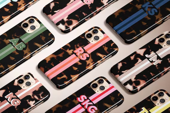 Monogram Tortoise Iphone Case Personalized Stripe Initial - Etsy | Etsy (US)