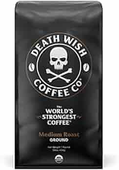 Death Wish Coffee Medium Roast Grounds - 16 Oz - The World's Strongest Coffee - Lighter Blend of ... | Amazon (US)