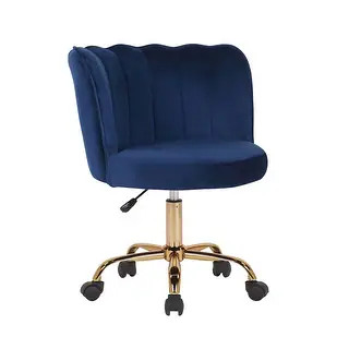 Porthos Home Alma Swivel Office Chair, Velvet, Golden Roller Legs (Blue) | Bed Bath & Beyond