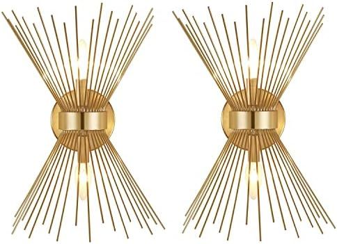 Adcssynd 2 Pack Wall Sconces, Starburst Wall Sconces Set of Two, Mid Century Modern Wall Light Go... | Amazon (US)