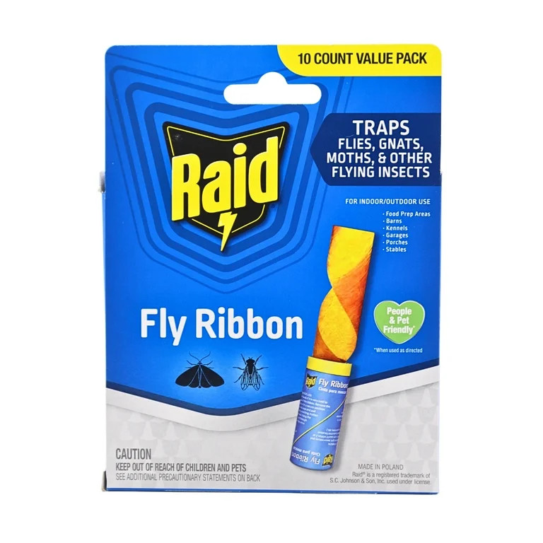 Raid® Fly Ribbons, Fly Traps, Effective for Kitchen & Food Prep Areas, Paper, 10 Count | Walmart (US)