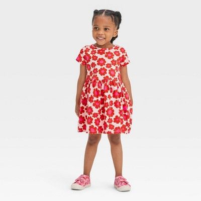 Toddler Girls' Floral Short Sleeve Dress - Cat & Jack™ Pink | Target