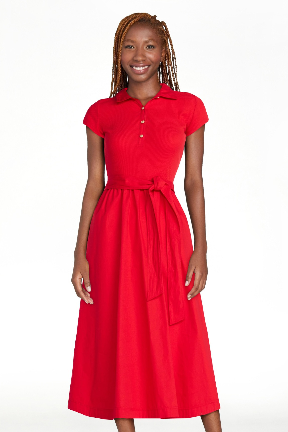 Free Assembly Women's and Women's Plus Belted Mixy Polo Midi Dress with Short Sleeves, Sizes XS-4... | Walmart (US)