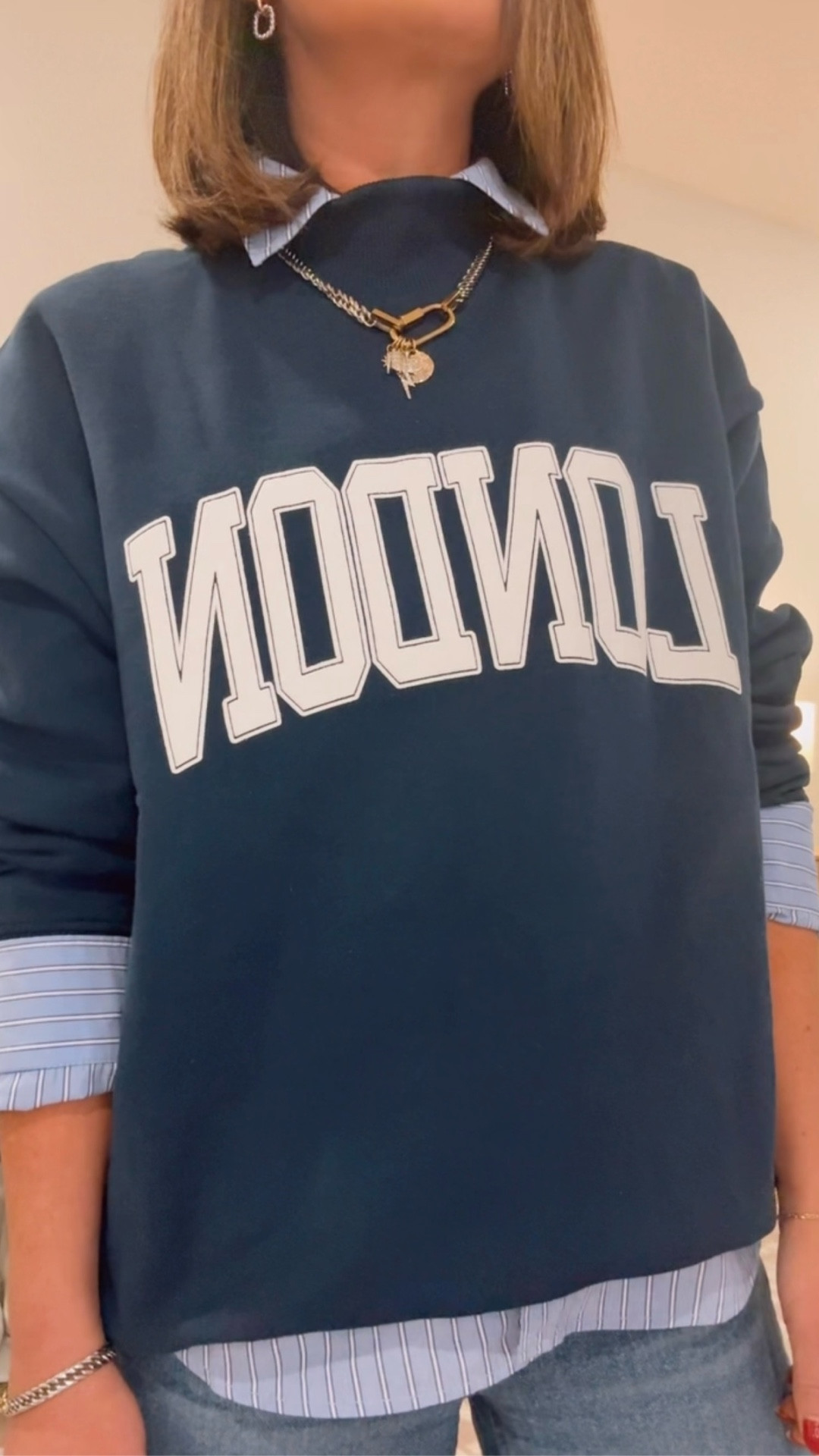 Easy style tip - you can use fashion tape for so many things (laying collar down, temporary hem of pants, folding under oversized sweater or sweatshirt! Linked me full look here! Wearing xs in sweatshirt and button down - 25 in jeans (sweatshirt runs oversized) 
Casual preppy outfit ideas / style over 40 

#LTKgrwm #LTKootd #LTKOver40