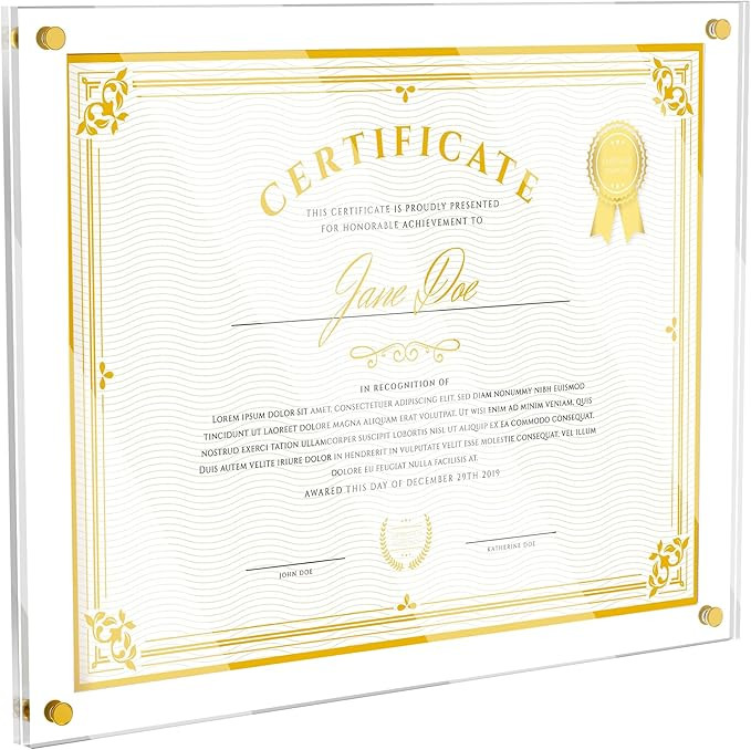 Amazon.com - 11X14 Acrylic Picture Frame for Wall, Clear Diploma Frame, No Drill Floating Framele... | Amazon (US)