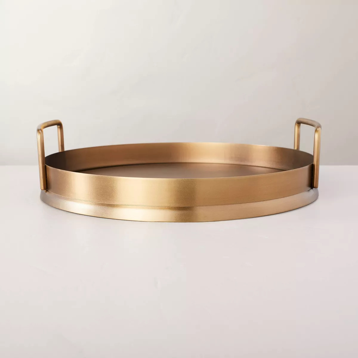 Beveled 11.9" Round Metal Decor Tray Brass Finish - Hearth & Hand™ with Magnolia: Elegant Farmh... | Target