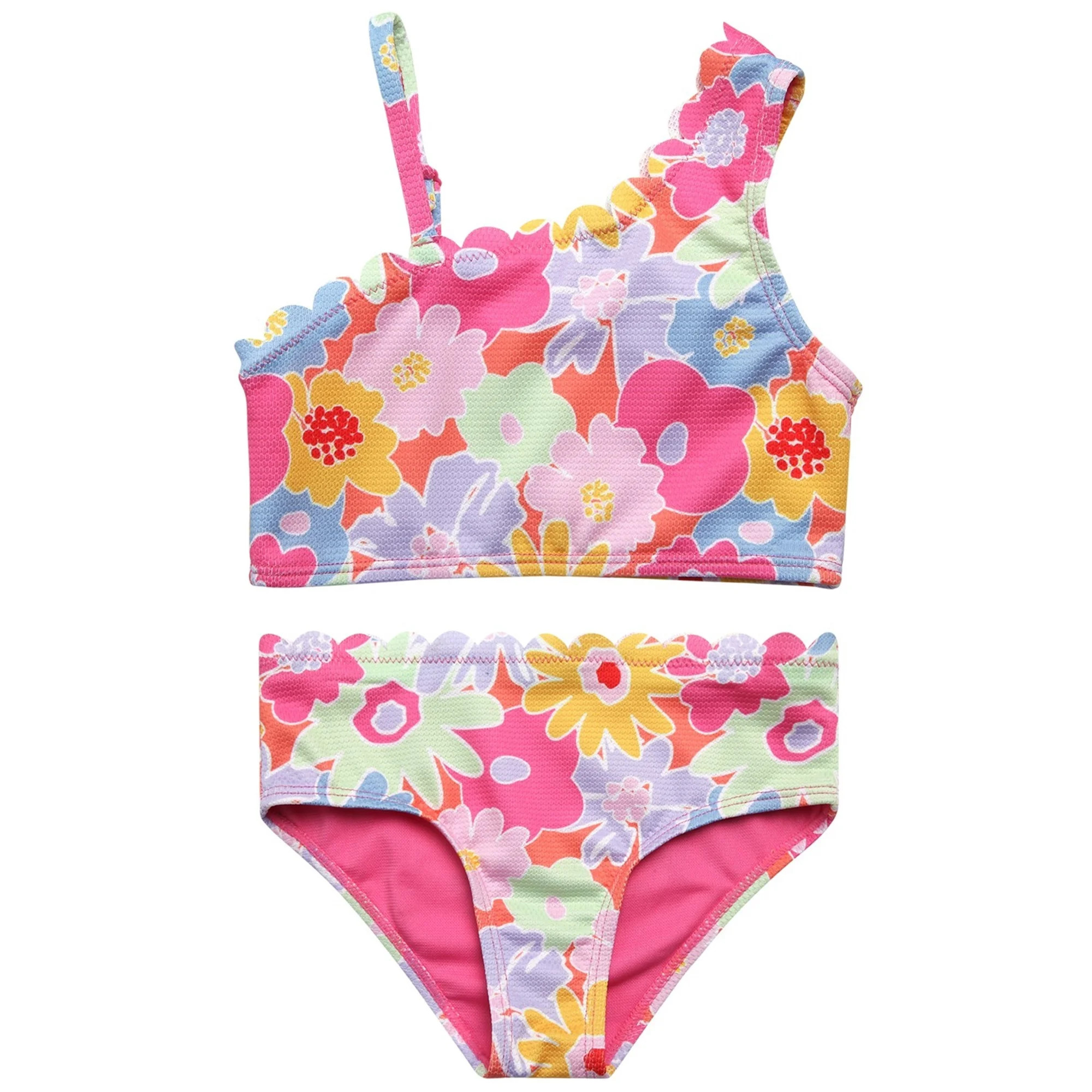 Jessica Simpson Girls' Two-piece Asymmetrical Bikini Swimsuit, Sizes 4-16 | Walmart (US)