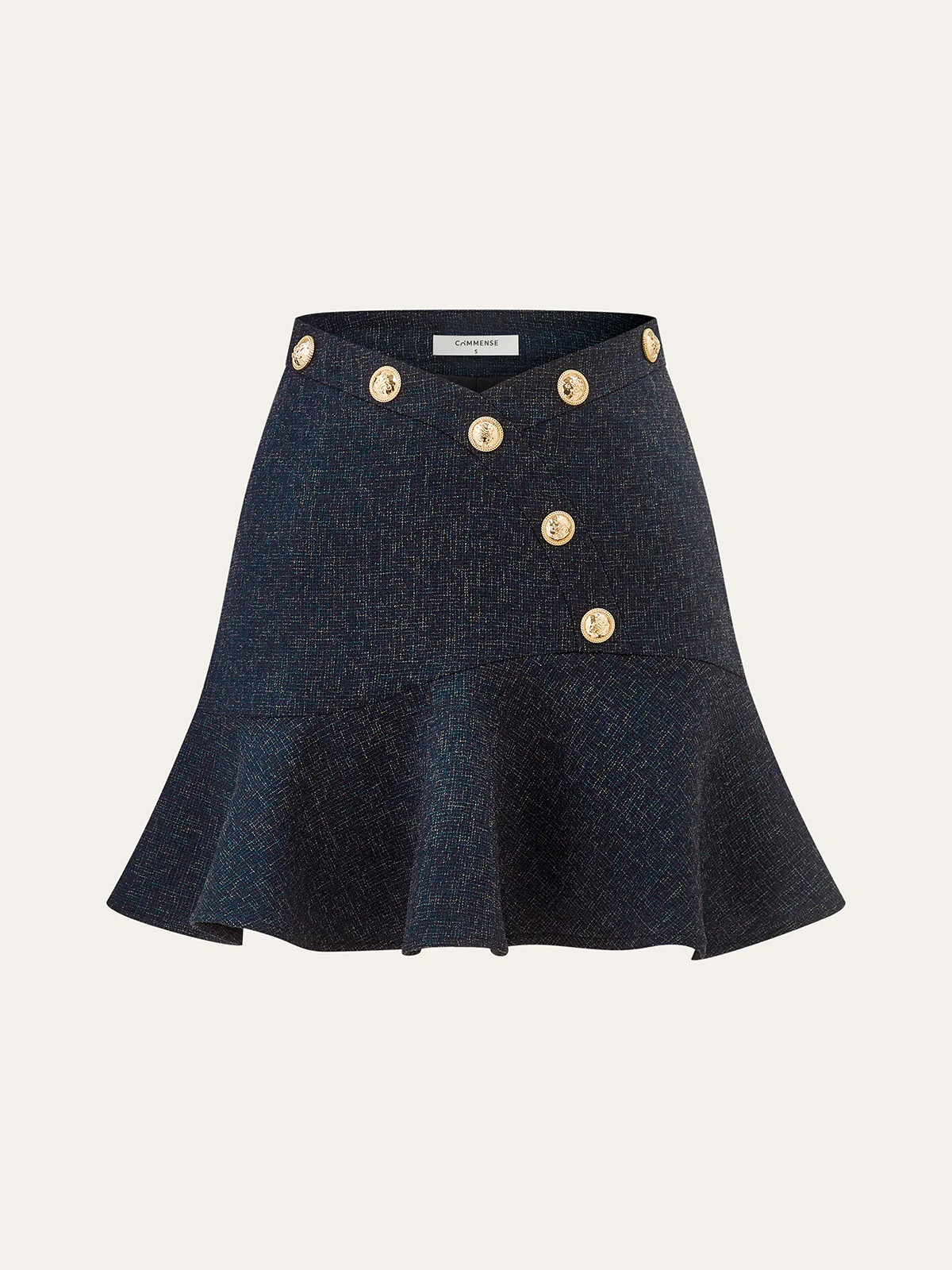 Metal Detail Ruffled Hem Mini Skirt | Commense