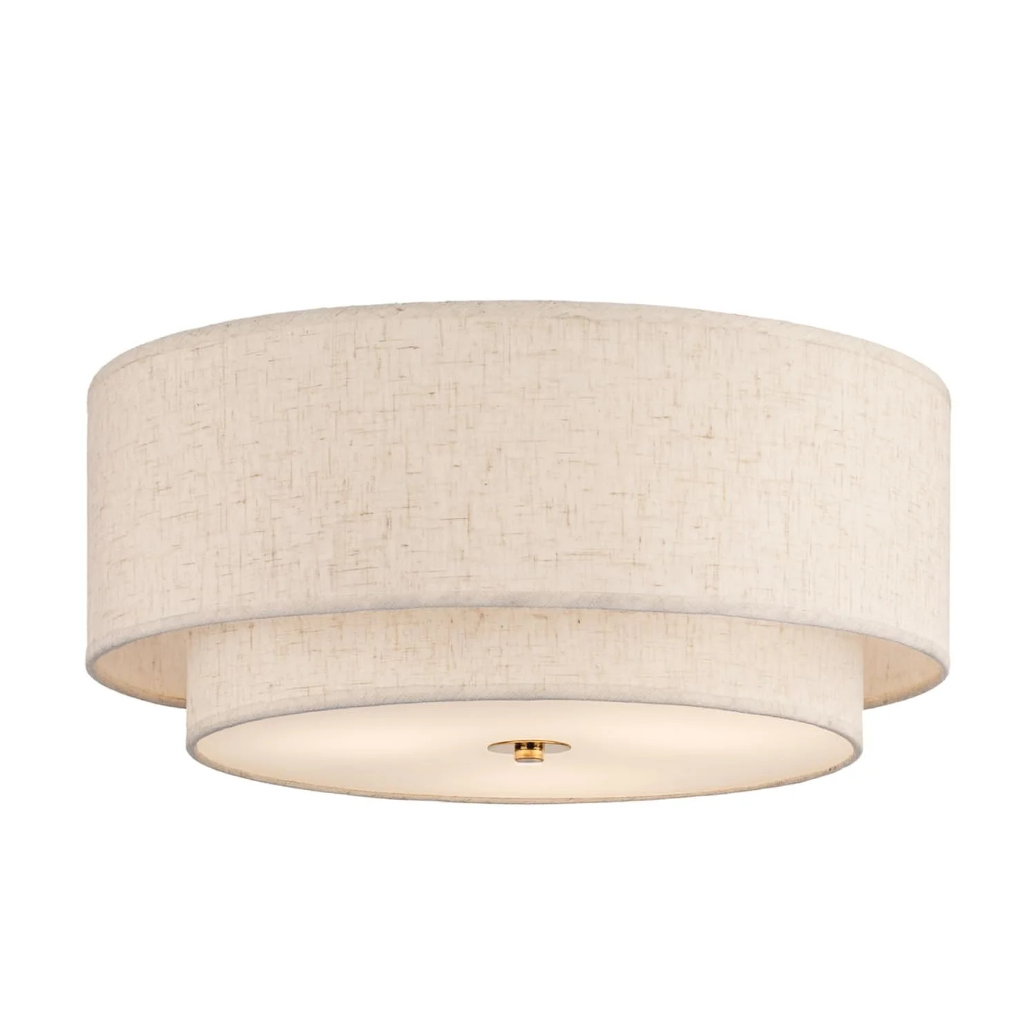 ShellHome16 Double Drum Gold 3-Light Semi Flush Mount Ceiling Light, Classic Fabric Linen Shade D... | Walmart (CA)