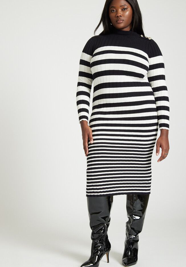 Preppy Striped Sweater Dress | Eloquii