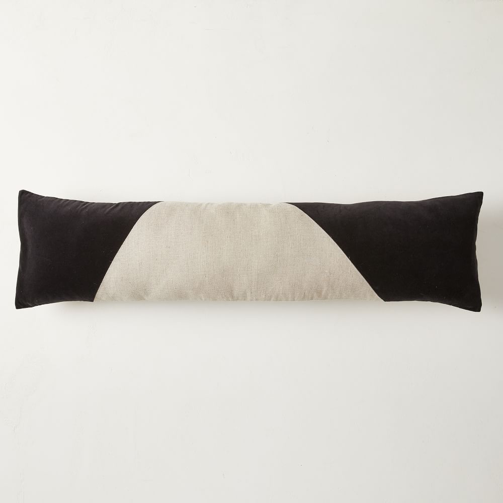 Cotton Linen &amp; Velvet Corners Oversized Lumbar Pillow Cover | West Elm (US)