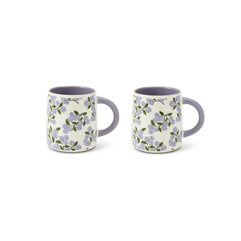 Thyme & Table 14.5 fl oz Purple Hydrangeas Stoneware Mug, Set of 2 | Walmart (US)