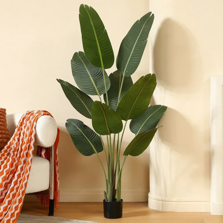 5 Feet Artificial Bird of Paradise Plant Fake Tropical Palm Tree for Indoor Outdoor, Perfect Faux... | Walmart (US)