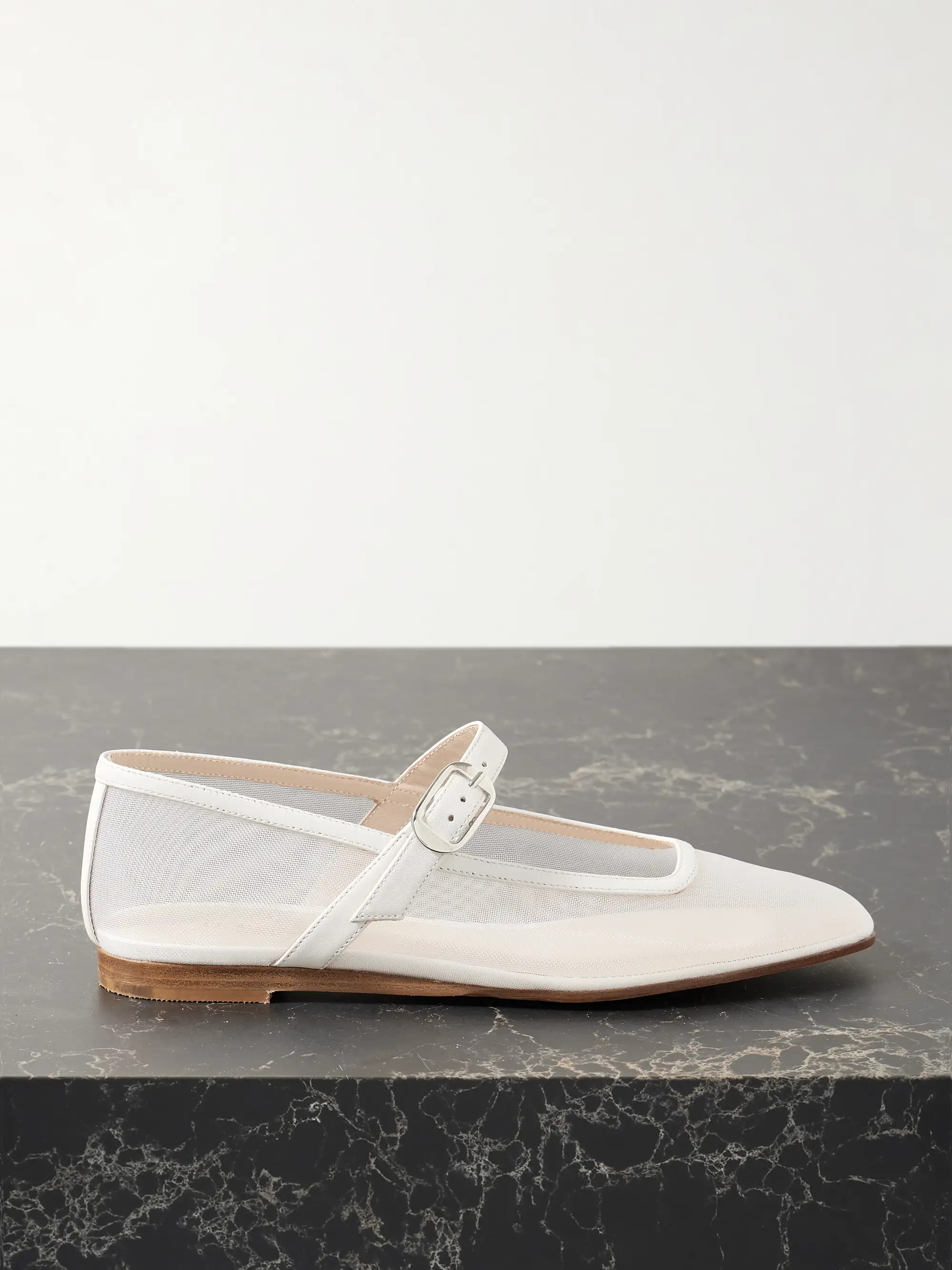 Leather-trimmed mesh Mary Jane ballet flats | NET-A-PORTER APAC