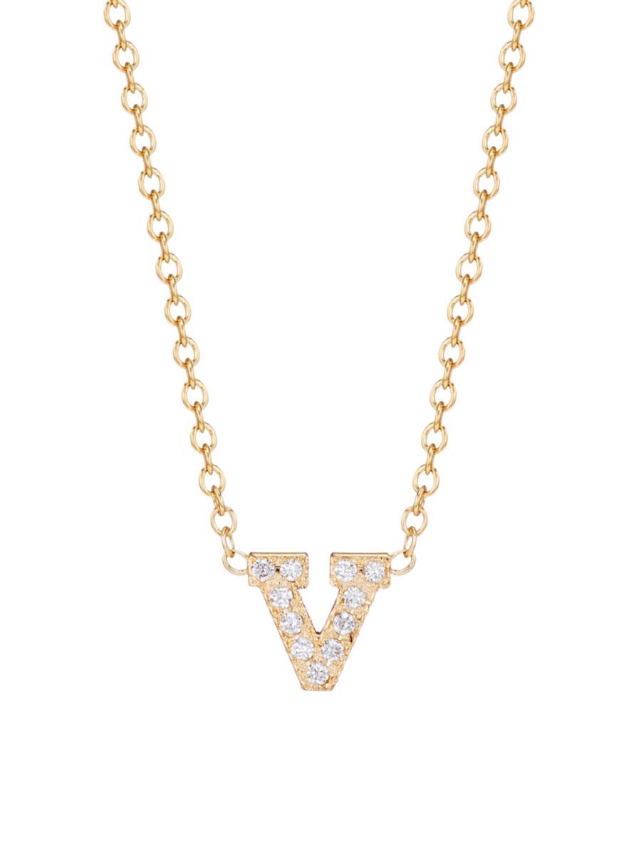 Pavé Diamond & 14K Yellow Gold Initial Pendant Necklace | Saks Fifth Avenue