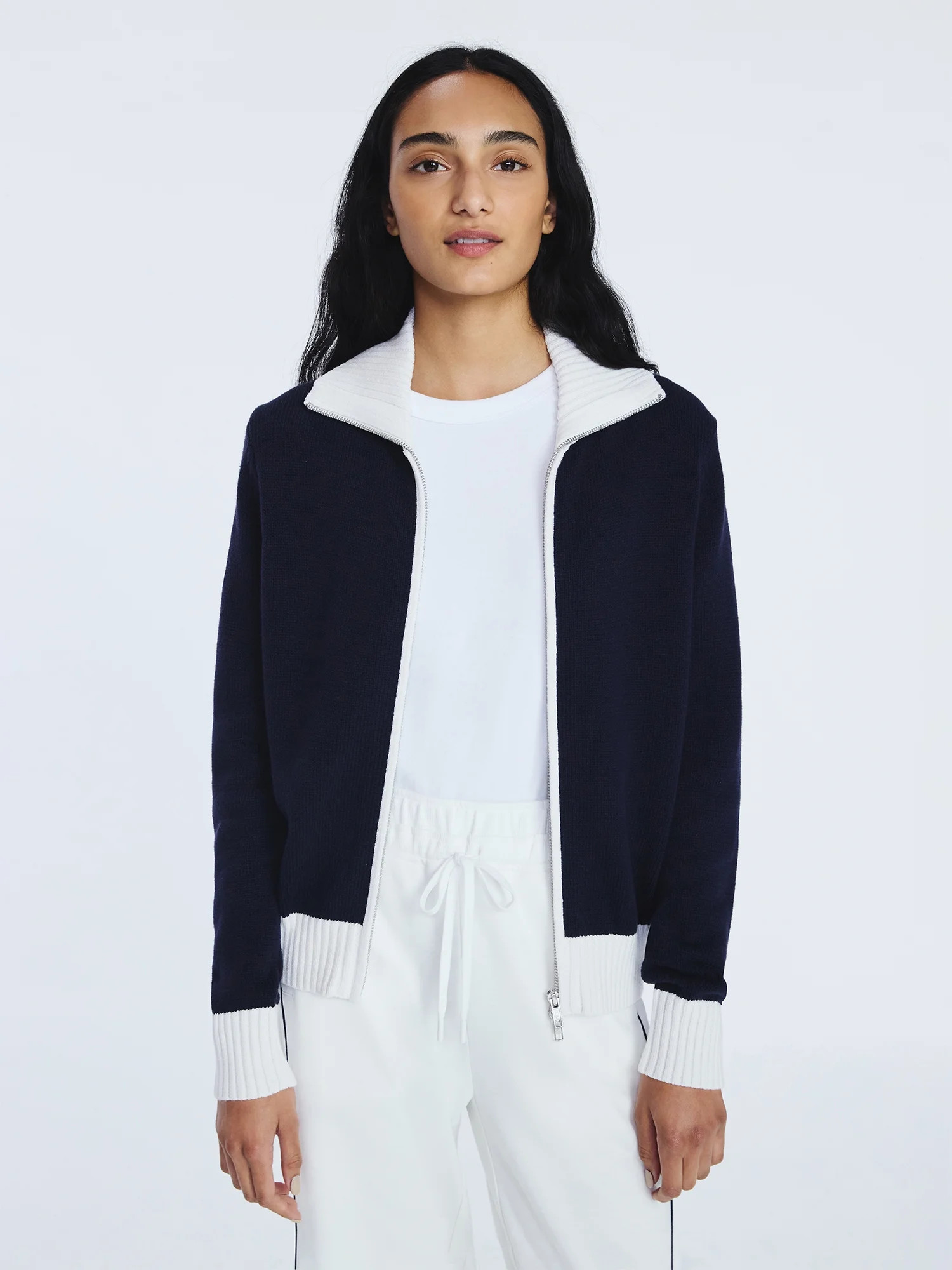 Free Assembly Women's Zip Front Sweater with Long Sleeves, Midweight, Sizes XS-XXL | Walmart (US)