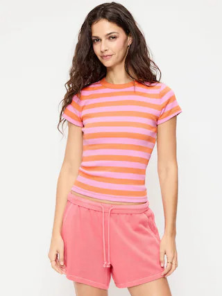 Snug Crew-Neck Ribbed T-Shirt | Old Navy (US)