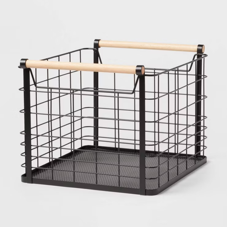 Wire Natural Wood Handles Milk Crate - Brightroom™ | Target