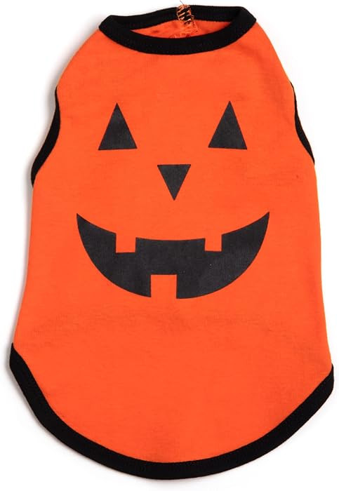 THE WORTHY DOG Halloween Sleeveless Graphic Tee for Dogs & Cats, Pumpkin | Amazon (US)
