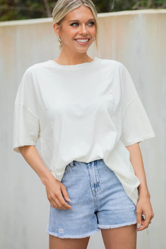 One More Time White Distressed Top | The Mint Julep Boutique