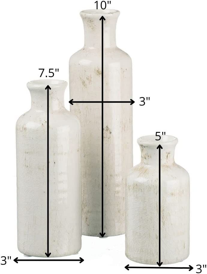 Sullivans Small White Ceramic Vase Set of 3, Modern Farmhouse Home Décor Accents; Living Room D... | Amazon (US)