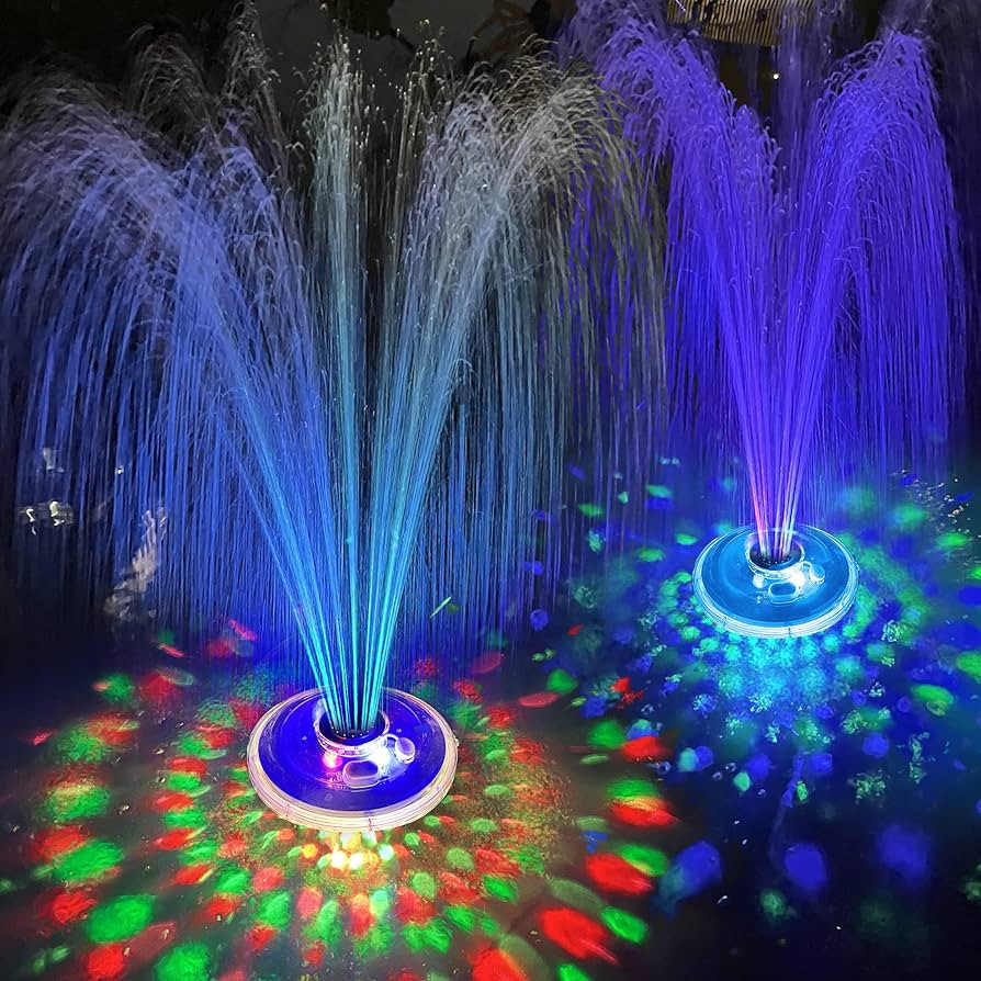 Floating Water Fountain with Underwater Lights, Powered Pump Outdoor, 2 Modes Sprinkler Waterfall... | Amazon (US)